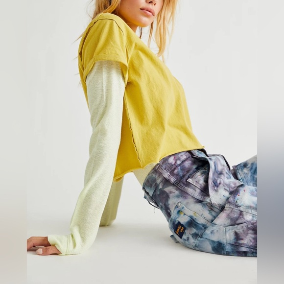 NWOT Free People We The Free The Perfect Tee - yellow sunflower - XS - Picture 3 of 7